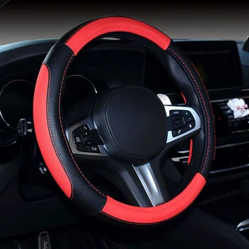 

Newest Non-slip Steering Wheel Cover Universal Car Wear Resistant Microfiber Leather Cover Color Stitching Design