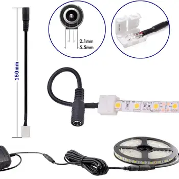 

2Pin 8MM LED Connector Kit Includes 32.8ft 22AWG Extension Cable,8mm DC Adapter Connection Cable,Gapless Connectors ST293