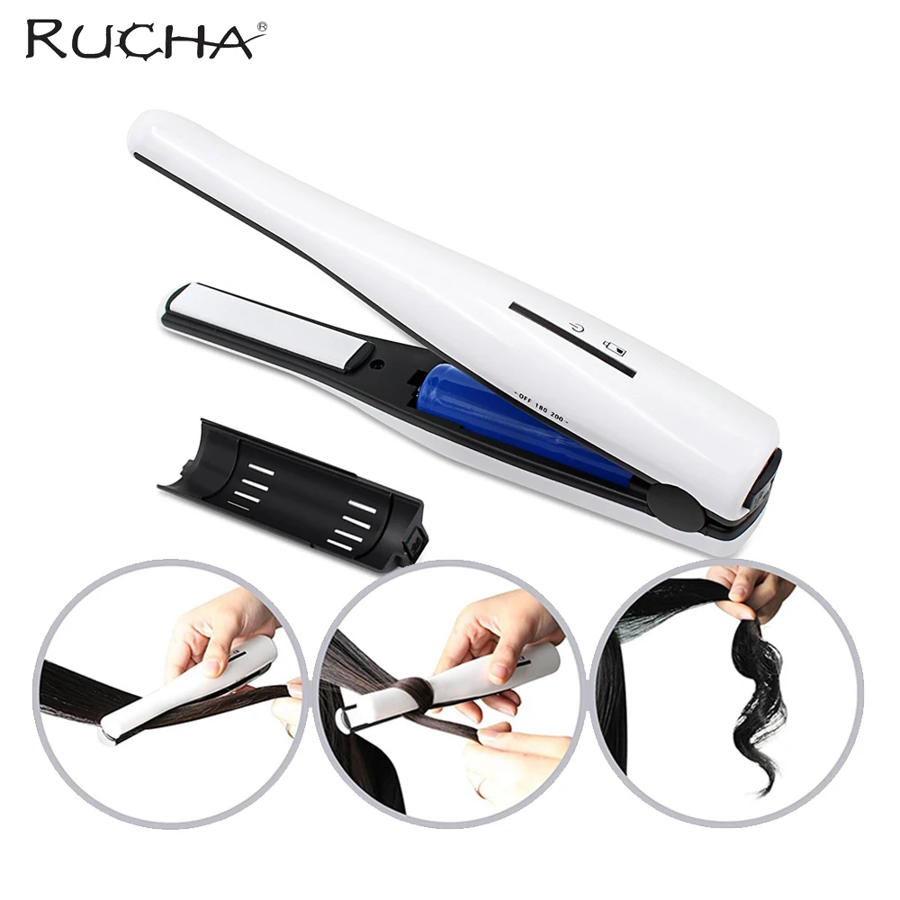 RUCHA мини Керамический выпрямитель для волос, утюжок для завивки, литий-ионная аккумуляторная батарея, портативные дорожные утюжки для выпрямления волос