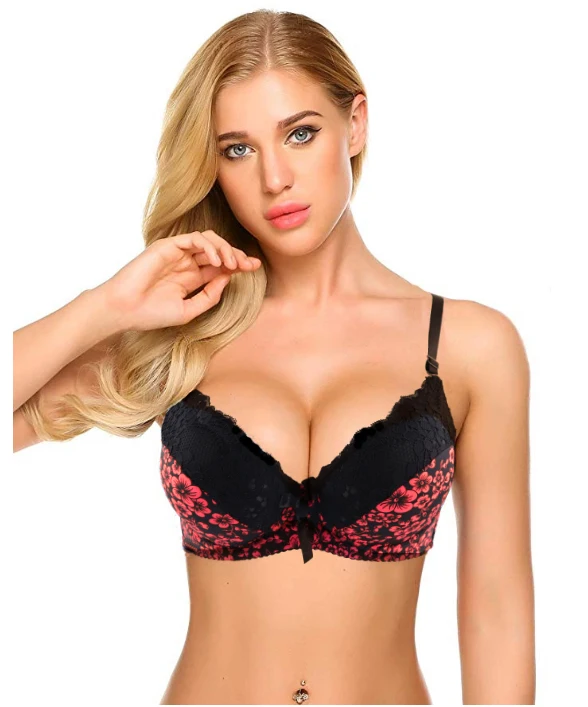 

Beauwear Sexy Push Up Bras For Women Floral Print Lace Cotton Cup Bra France Ladies Embroidery Brassiere Lingerie Size 34A-42D