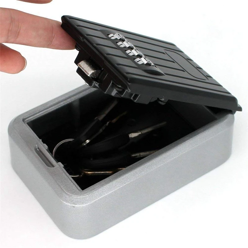 Lock Box 4 Digit Combination Waterproof Box Aluminum Alloy Weather Resistant Key Hider with Resettable Code Key Storage Wall M