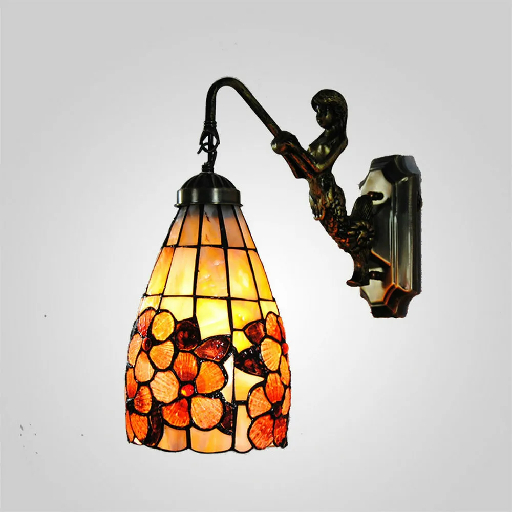 Mamei 5 zoll blume design shell lampe tiffany schlafzimmer licht wand kostenloser versand für korridor 110