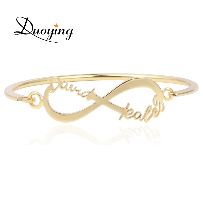 Duoying Custom Name Bangles Infinity Bracelet For Amazon Etsy Gold Nameplate Personalized ...