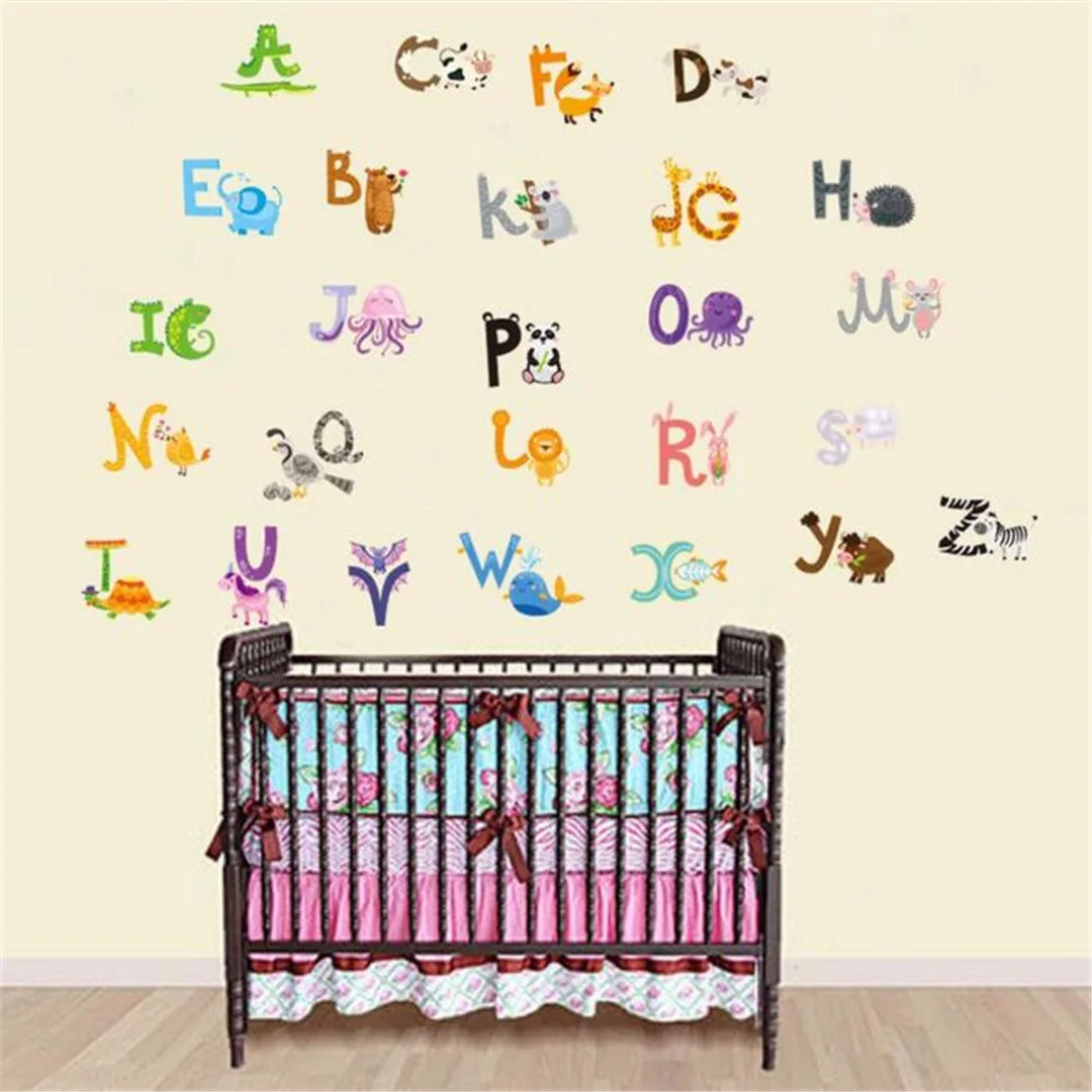 Removable Animal Alphabets Wall Stickers Kids Room Nursery Decor Decal Mural Newest 218