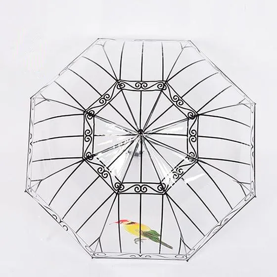 Прозрачный креативный зонтик с птичьей клеткой зонтик с длинной ручкой зонтик с 8 ребрами солнечный и дождливый зонтик для женщин и девушек инструменты для улицы