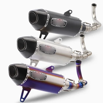 

( Complete Exhaust System ) For 2017-2018 Yamaha XMAX 300 XMAX 250 Exhaust Pipe Motorcycle Header Mid Tail Escape Slip On 51 mm