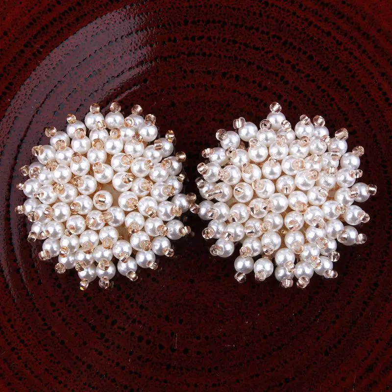 

20pcs/lot 1.4" Newborn Round Shaped Pearl Beads Flatback Buttons For Dress Crafts Handmade Decorative Button For Bridal Brooches