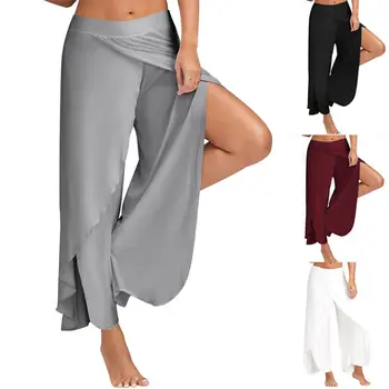 

Women Trousers Solid Palazzo Wide Leg High Waist Long Loose Casual Long Pants Solid White Gray Black Wine Red