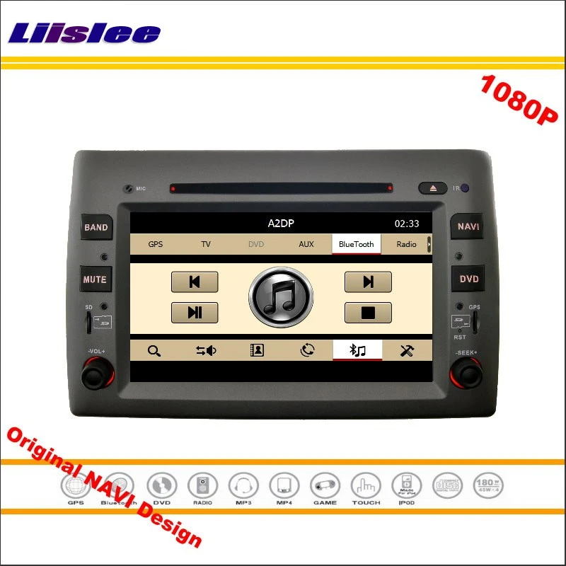 Best Liislee For Fiat Stilo 2002~2010 Car Stereo Radio CD DVD Player GPS Navi Navigation 1080P HD Screen System Original NAVI Design 2