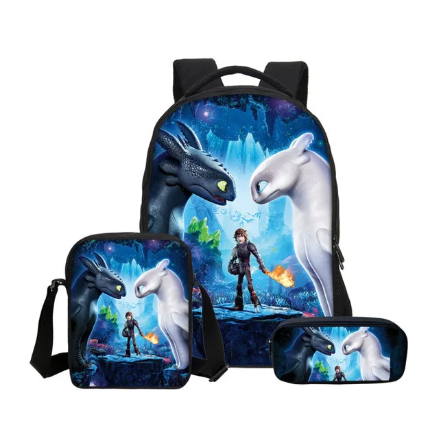 Coloranimal, комплект из 3 предметов, школьная сумка, Как приручить дракона, подростка, девочки, школьные сумки для мальчиков, детский школьный рюкзак, большой мужской рюкзак для детей - Цвет: HM5141CEK