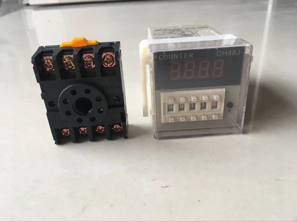 

5 Sets DH48J Digital Display Counter Counting relay 1-999900 8 Pin + PF083A Socket Base 12VDC 24VDC 110VAC 220VAC