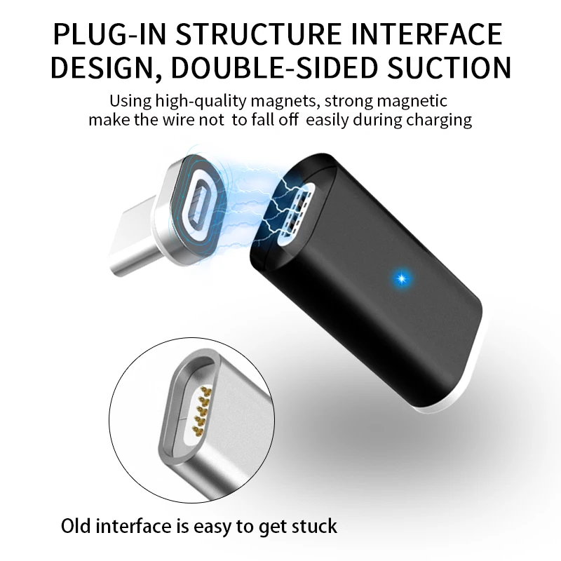 Магнитный адаптер для быстрой зарядки с разъемом типа C для мобильного телефона samsung S9+ Note 8 Xiaomi Mi8 huawei P20 USB-C Магнитный адаптер