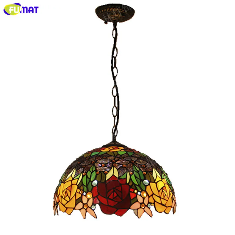 Rose Stained Glass Pendant Light5