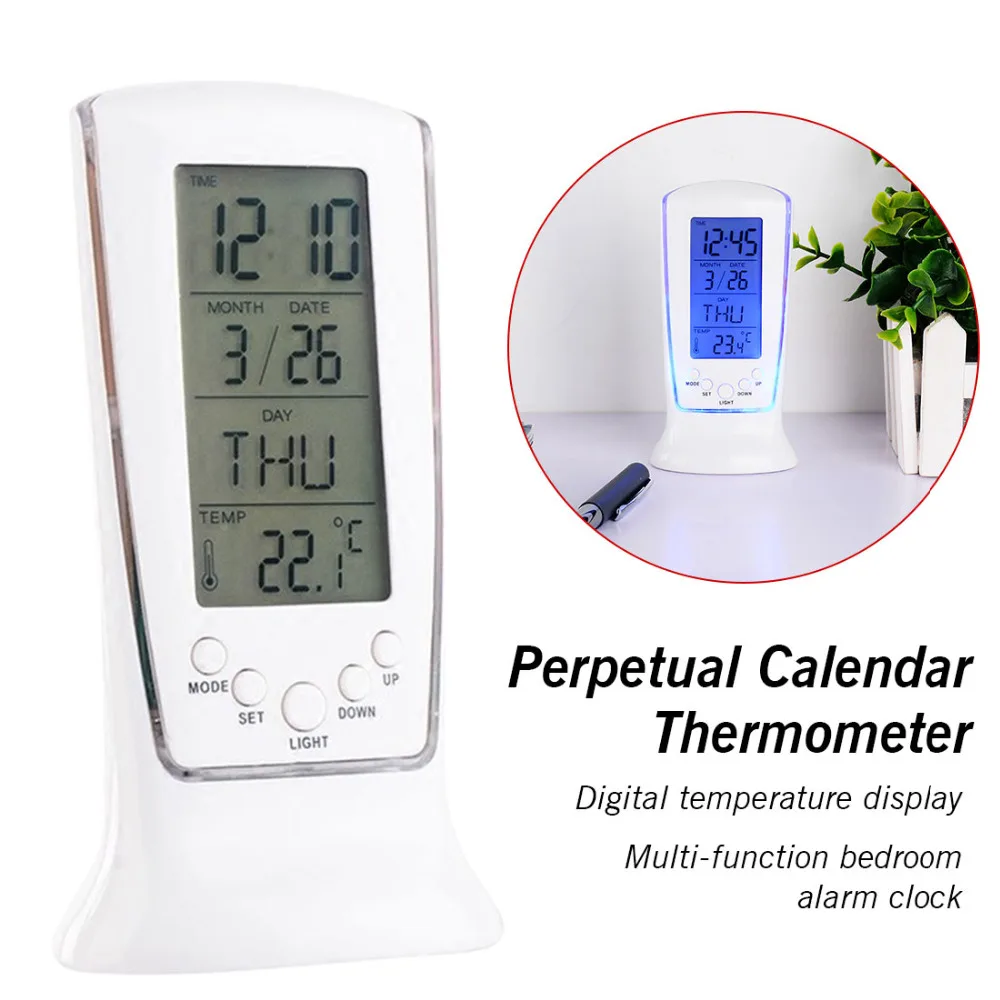

LED Electronic Luminou Snooze Ray Light Calendar Thermometer Dawdler Digital Alarm Clocks Timer