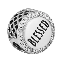Подходит для браслетов Pandora Charms Blessed Beads с четким CZ 925 пробы 100%-серебро-ювелирные изделия Бесплатная доставка