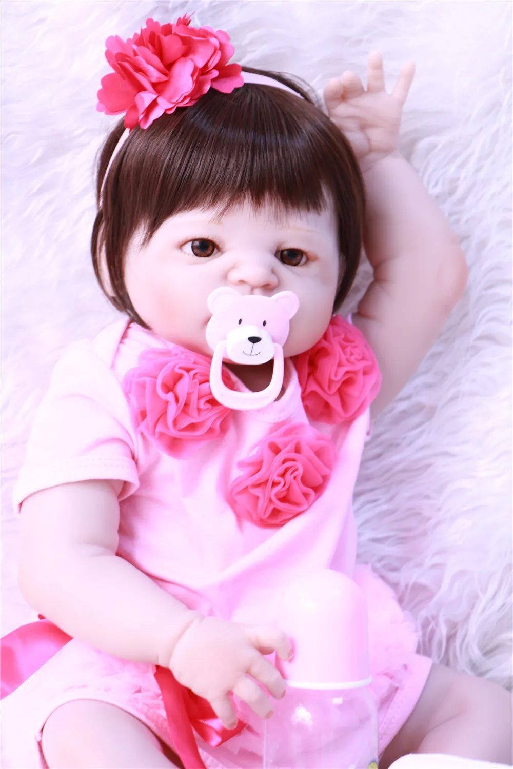 Bebe 22 дюймов Reborn полный Средства ухода за кожей силикона Reborn Baby Doll Игрушечные лошадки Реалистичного Reborn для маленьких девочек куклы