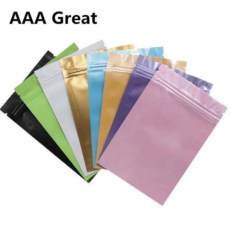 AAA Great Aluminum Foil Zipper Packing Bags Food Storage Zip Lock Resealable Packaging Pouch For