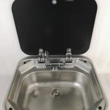 Лодка RV караван из нержавеющей стали раковина для умывальника с крышкой из закаленного стекла 420*370*145 мм GR-586