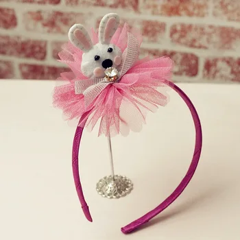 

12pcs ins Fashion Cute Felt Rabbit Hair Sticks Solid Lace Floral Bunny Hairbands Princess Headwear Boutique Hair Accessories