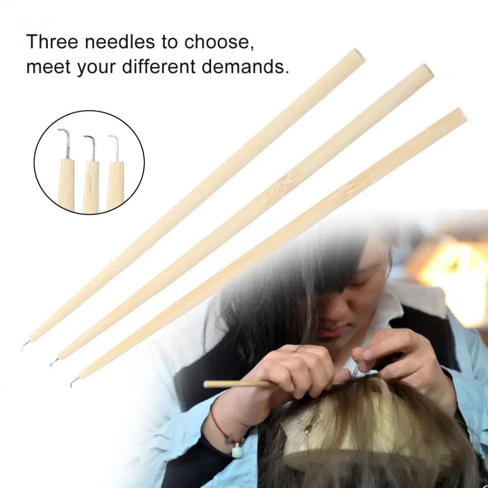 Гусиная игла для протягивания нити с деревянной ручкой парик шнурка накладная борода Делая ремонт ткачество