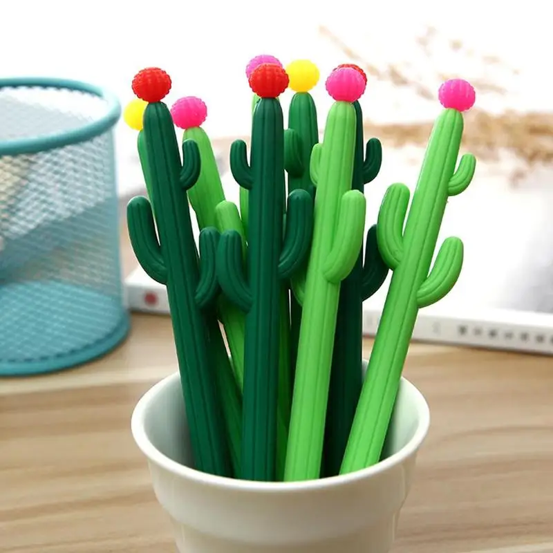 1 шт кактус гелевые кавайные ручки Зеленые растения нейтральные ручки милые ручки для школы офиса студента письма подарок корейские канцелярские ручки