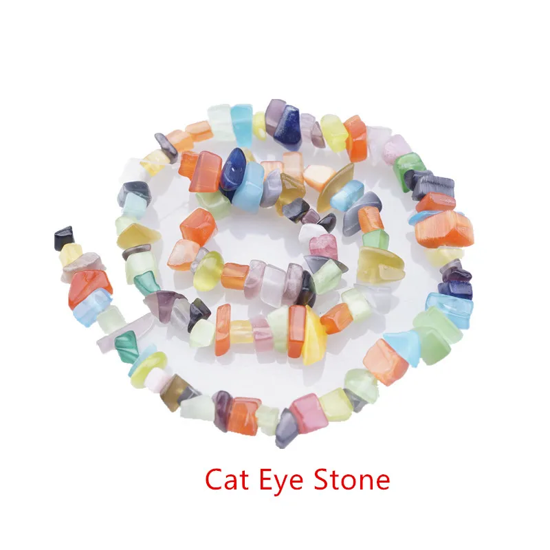 16 дюймов натуральный камень Бусины чипсы 5-8 мм Нерегулярные кристалл агатовый гравий бусины Diy браслет для ювелирных изделий HK058 - Цвет: colorful cat eye