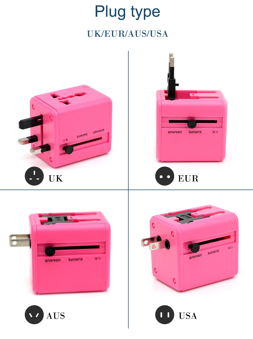  International Universal Travel Converter Fast Charge Plug Socket For USAUUKEUCN Dual USB Charging Electrical Power plug (7)