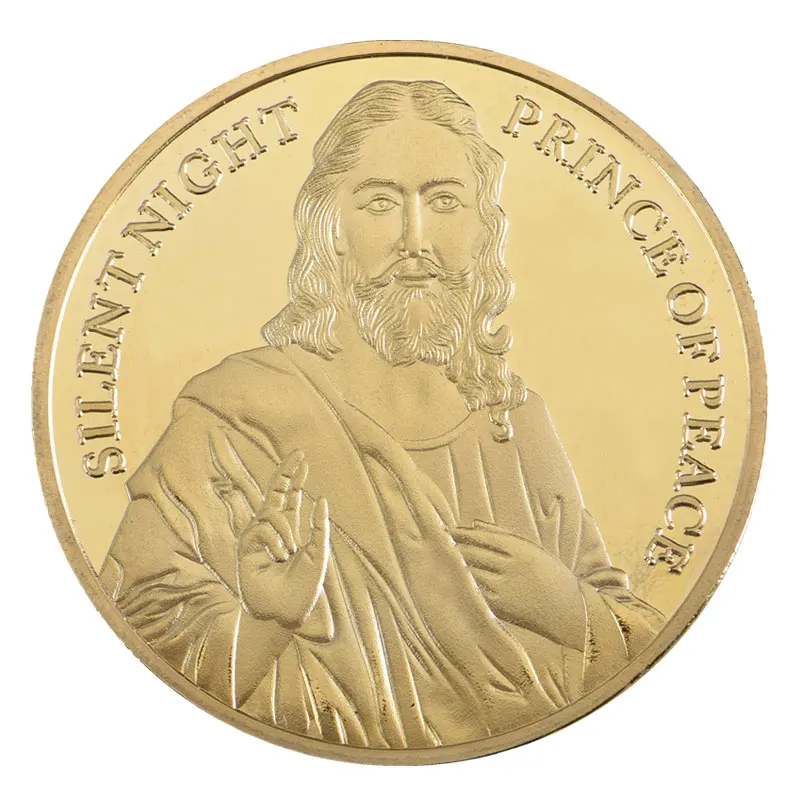 5 шт./лот позолоченные монеты Иисус Тихая Ночь принц мира евро коллекционные монеты россия для рождественского подарка