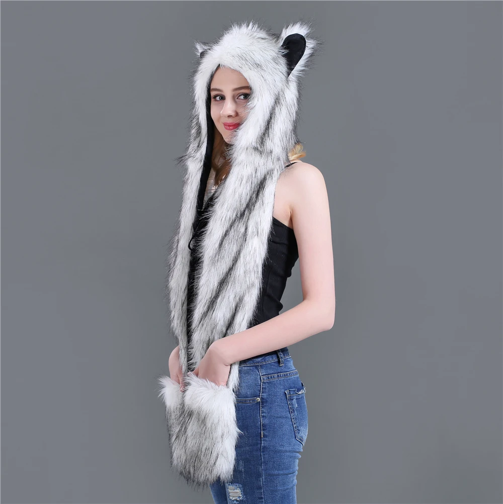  New Autumn And Winte Winter Faux Straw Women Hat Cap Fashion Cartoon 14 Animal Types Hats For Women Scarf Gloves HC64 (7)