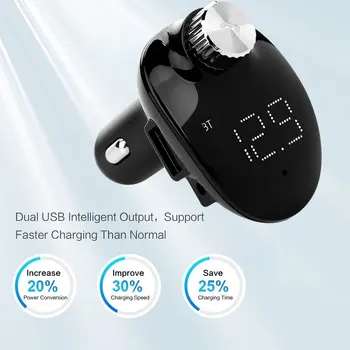 

Vehemo 3.1A 12V-24V FM Transmitter Dual USB Handsfree Portable TF Card Car Charger Automobile Music Stereo Car Accessories