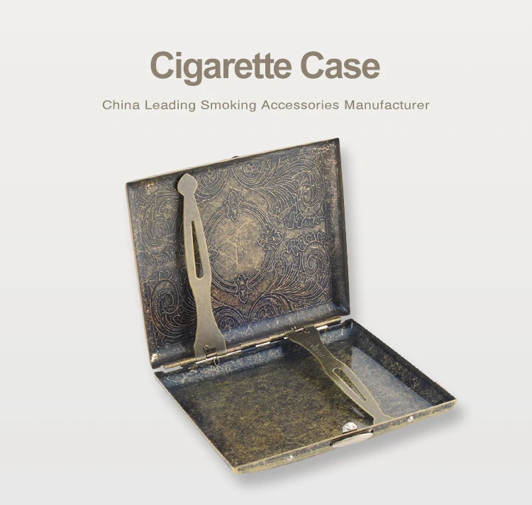 Коробка для сигарет, классический бронзовый цвет, гаджеты для мужчин, металлический чехол для табака, держатель, узор, 20 шт., трубка для сигар, винтажный подарок для мужчин