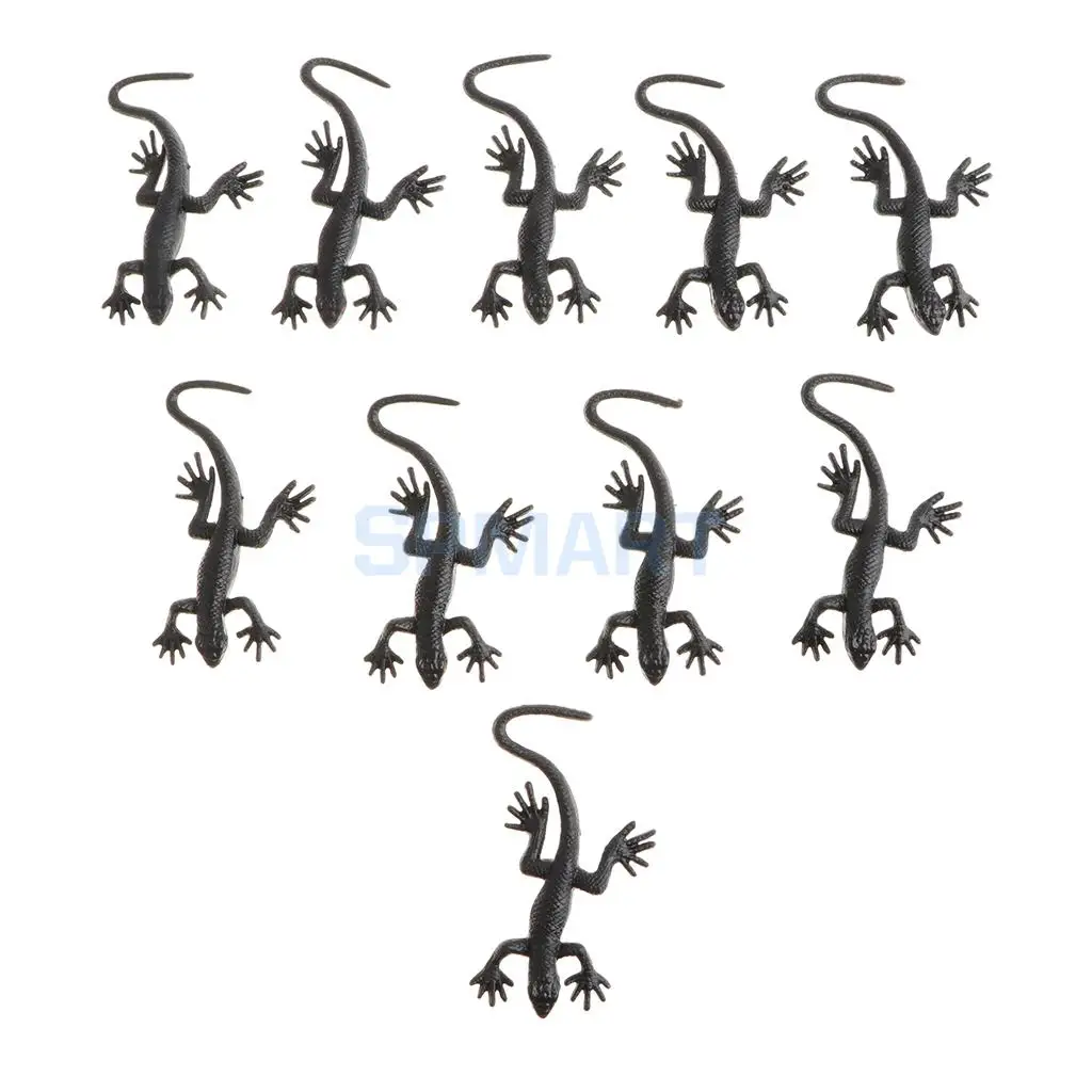 10x Rubber Animal Gecko Model Educational Toy Party Bag Fillers Halloween Prop Children Kids Toys Home Decor Gray