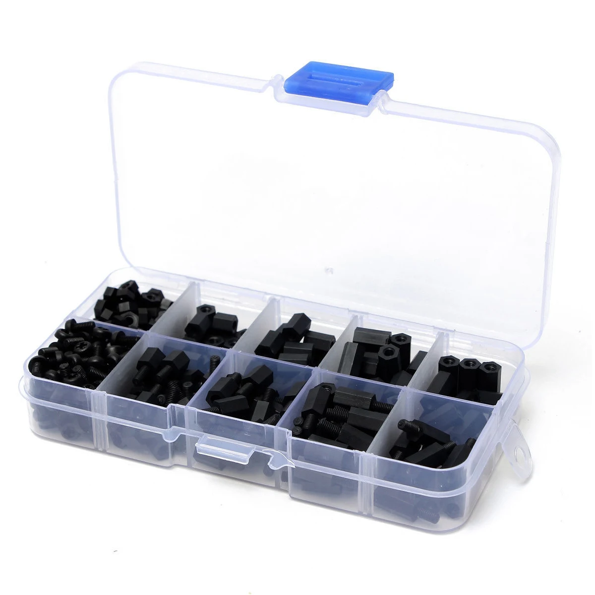 300pcs M3 Nylon Black M F Hex Spacers Screw Nut Assortment Kit Stand