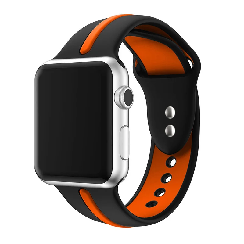 black orange Ремешок для часов apple Watch band apple watch 5 4 band 44 мм iwatch band 42 мм correa 38 мм 40 мм силиконовый ремешок для часов pulseira 3 - Цвет ремешка: black orange