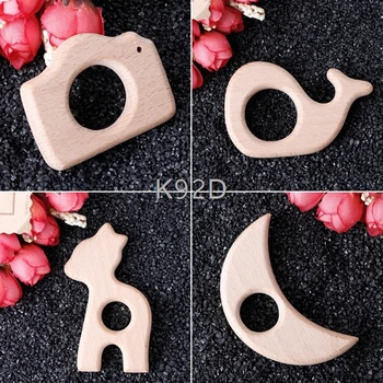 

Handmade Natural Beech Wood Teether Teething Ring Camera Baby Toys DIY Craft N15