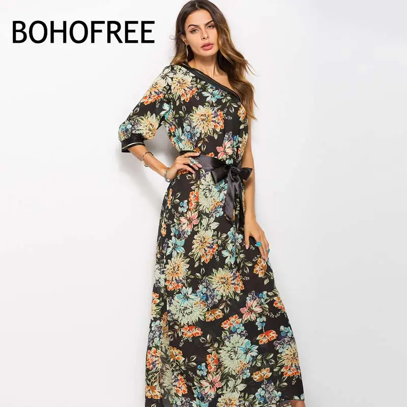 black floral chiffon maxi dress