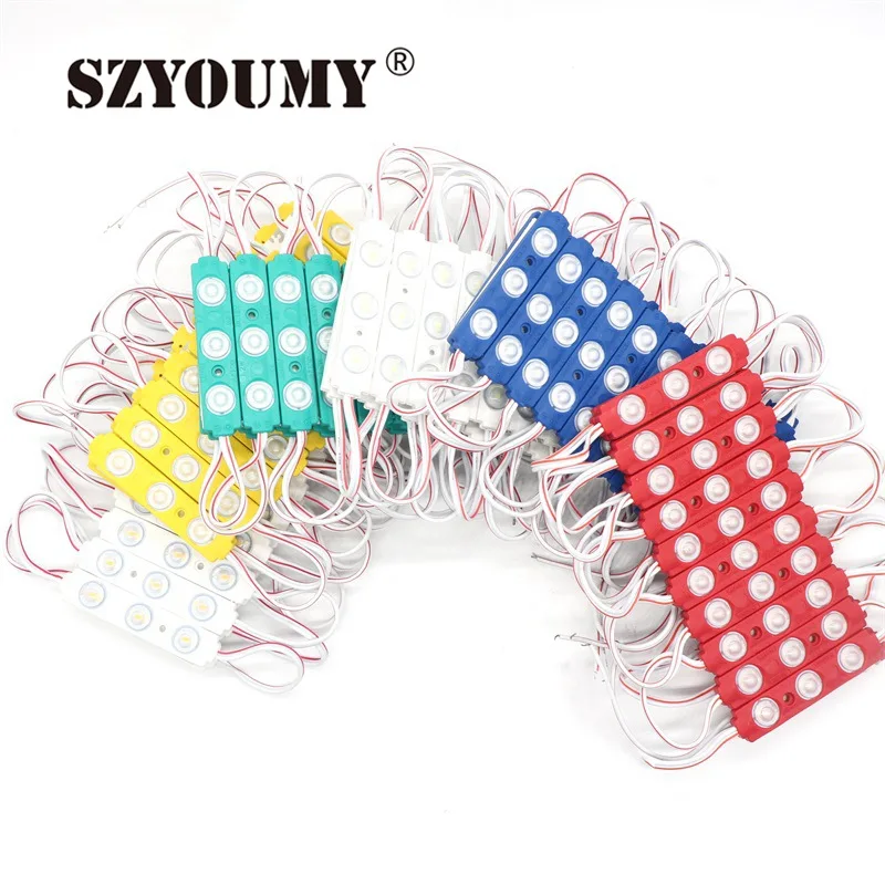 

SZYOUMY Free ePacket Super Bright Cool White SMD 5730 3LEDs/pcs Waterproof LED Module Injection Lens 1.2W DC12V 160 Beam Degree