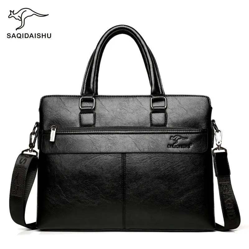 Офисные Сумки для мужчин, мужские сумки, ts sac homme pour des, Мужские портфели, сумки для ноутбука 14 дюймов, мужские Модные деловые сумки, кожаные коричневые - Цвет: A