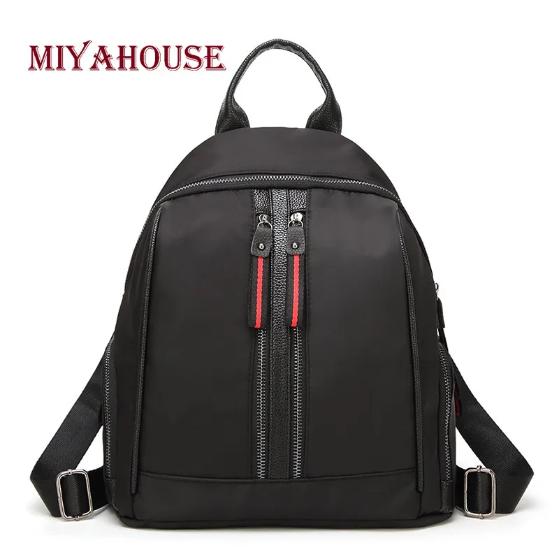 

Miyahouse Simple Solid Color Woman Backpack Double Zipper Lady Oxford Bag Casual Travel British Style Rucksack Female