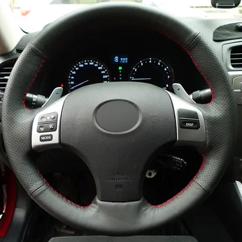 

Puou Black Artificial Leather Hand- stitched Car Steering Wheel Cover for Lexus is250 Free shipping