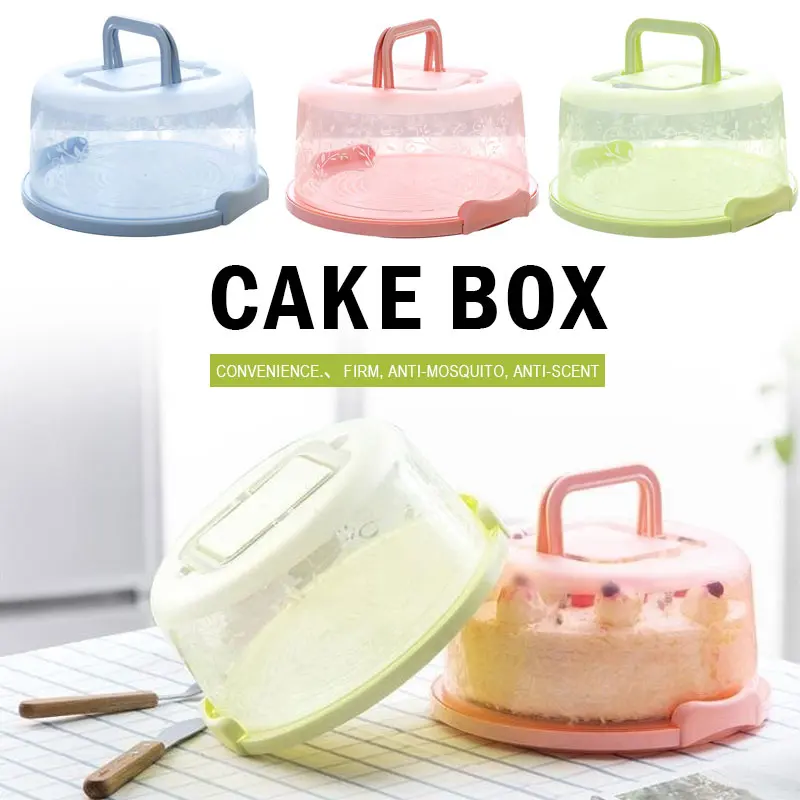 

Handheld No Deformation Bar Cupcake Container Cake Box Portable Plastic Kitchen Tool Birthday Sealing Durable Wedding Round