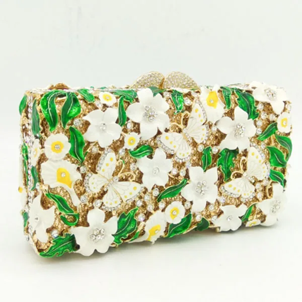 Latest Luxury Crystal Rhinestone Women Green Tail Prom Evening Bag Wedding Bags Party Handbags Clutch Purse