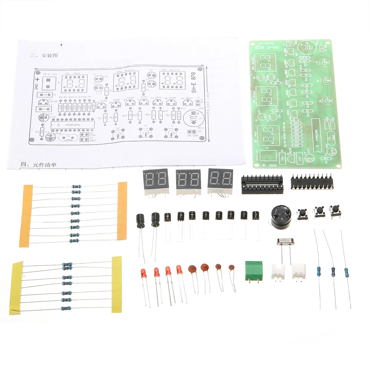 Электронный счетчик часов DIY Kit AT89C2051 5-12 в 6 цифр цифровой светодиодный электронный часы микроконтроллер многофункциональные инструменты времени