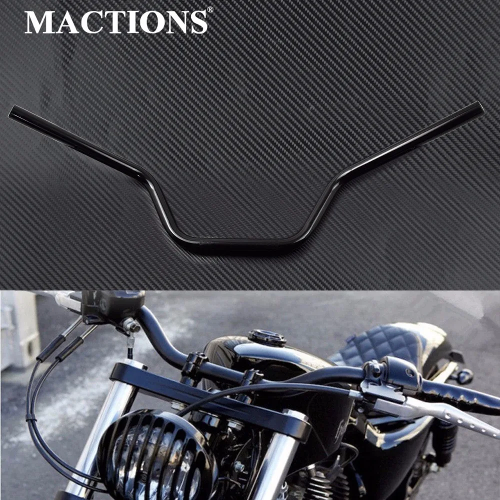 Глянцевый черный руль для мотоцикла 22 мм/25 мм Harley Sportster XL 883 1200 Honda Для Suzuki Yamaha |