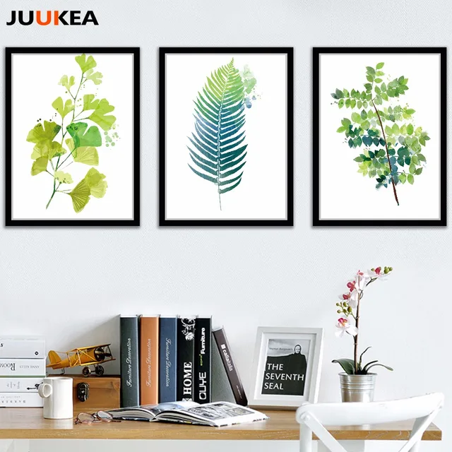 Moderne Nordic Aquarell Leinwand Kunstdruck Malerei Poster, grün ... Moderne Nordic Aquarell Leinwand Kunstdruck Malerei Poster, grün ...