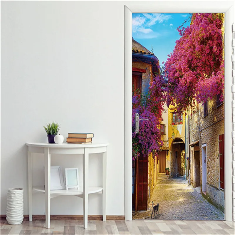 2 шт./компл. наклейки на дверях простой узор самоклеящиеся обои фрески корка и красивые пейзажи обои для Гостиная - Цвет: DZMT042