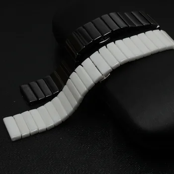 

For smart Watch Watchbands strap wristband quality pure ceramic watch band 20mm 22mm black white bracelet with butterfly clasps