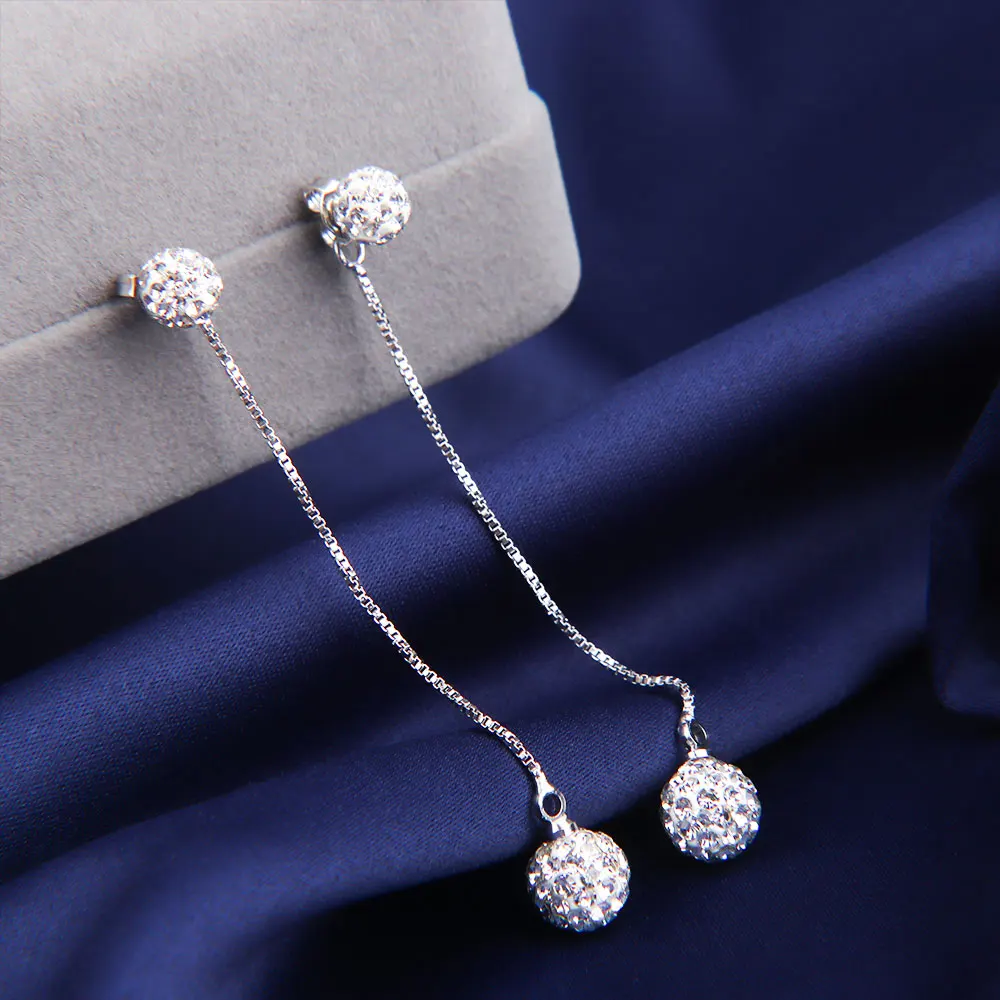 

1Pair South Korea Tassel Earrings Fashion Ball Drill Exaggerated Long Chain Charming Fine Statement for Women Party Jewelry Gift