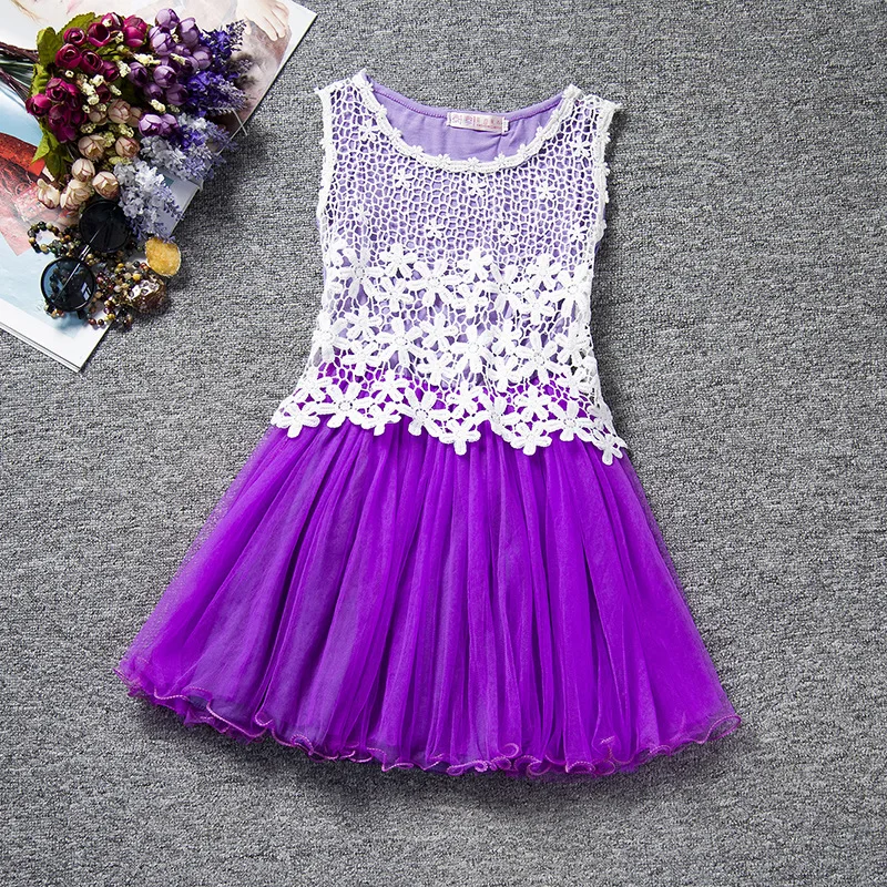 

Summer girls dresses lattice Lace tutu princess dress sleeveless cotton dress for children clothing toddler baby girls dress