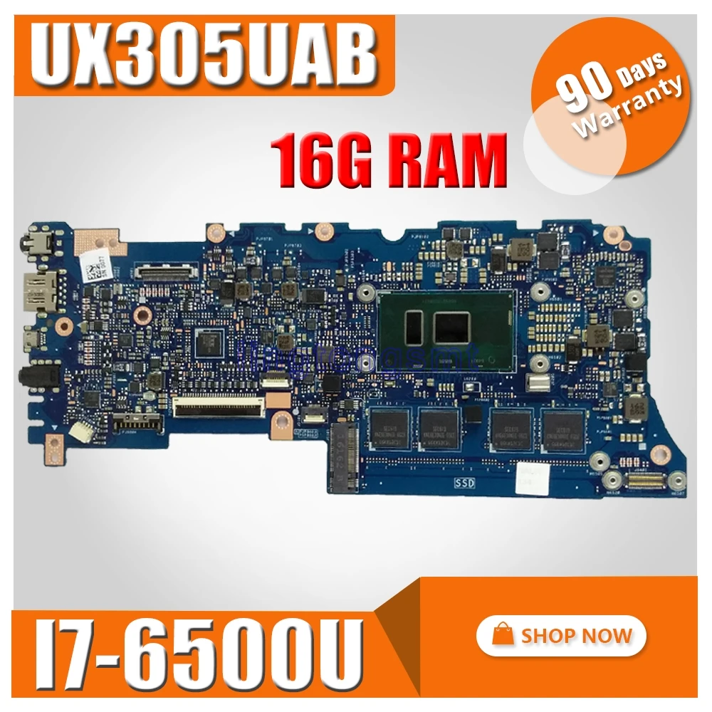 

UX305UAB MB._16G RAM/I7-6500U For ASUS ZenBook UX305UAB UX305UA UX305U U305U laptop motherboard tested 100% UX305UAB mainboard